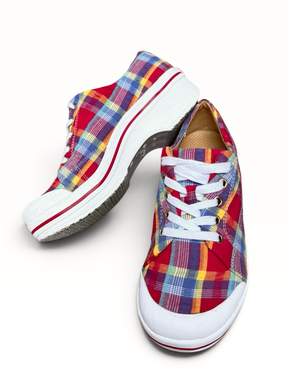 Dansko Veda Madras Plaid Lace Up Canvas Platform Clog Sneakers Size 37 (6.5 - 7) - Picture 6 of 10